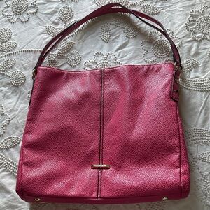 Anne Klein Raspberry Pink Pebbled Leather Shoulder Bag